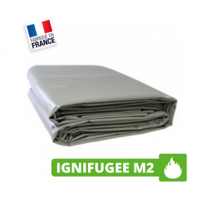 Bâche Ignifugée Anti-Feu M2 6x4 m Gris 680 g/m²  - Bâche Anti-feu Ignifugée M2