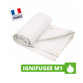 Bâche Ignifugée Anti-Feu M1 6x4 m Blanc 530 g/m²  - Bâche Anti-feu Ignifugée M1