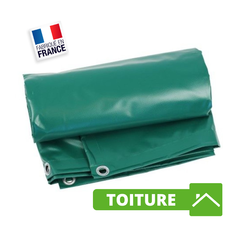 Bâche Toiture 3 x 3 m Vert 640 g/m² pour Charpentier et Couvreur - Bâche Toiture pour Charpentier et Couvreur