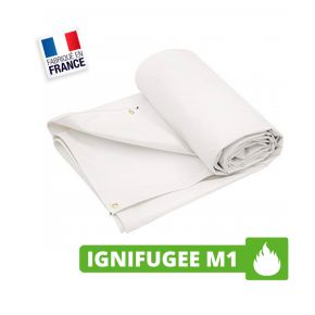 Bâche Ignifugée Anti-Feu M1 6x4 m Blanc 530 g/m²  - Bâche Anti-feu Ignifugée M1