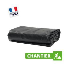 Bâche Chantier et Travaux 20x12 m Noir Anti-Feu Ignifugée M2 680 g/m² - Bâche Chantier et Travaux